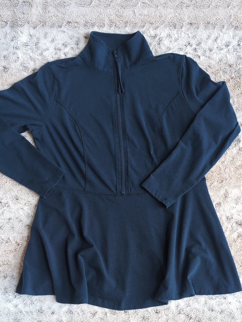 Soft Surroundings Soft Go Figure Peplum Tunic Half Zip Top